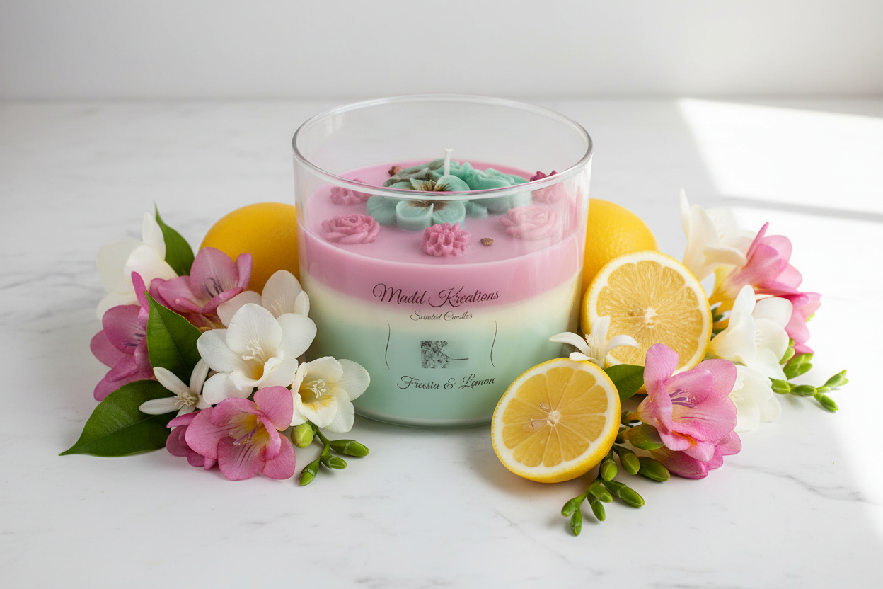 Freesia & Lemon Floral Scene