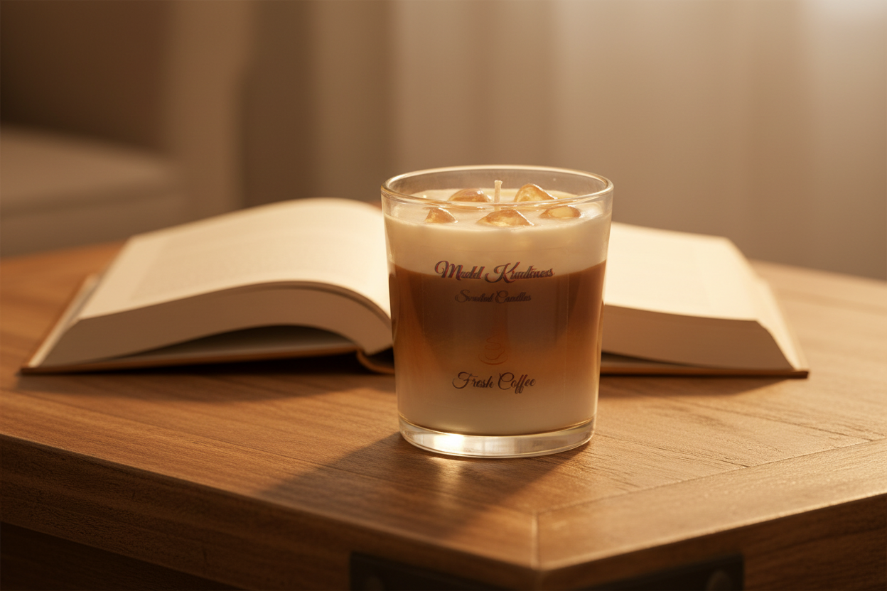 Iced coffee candle lifestyle scene