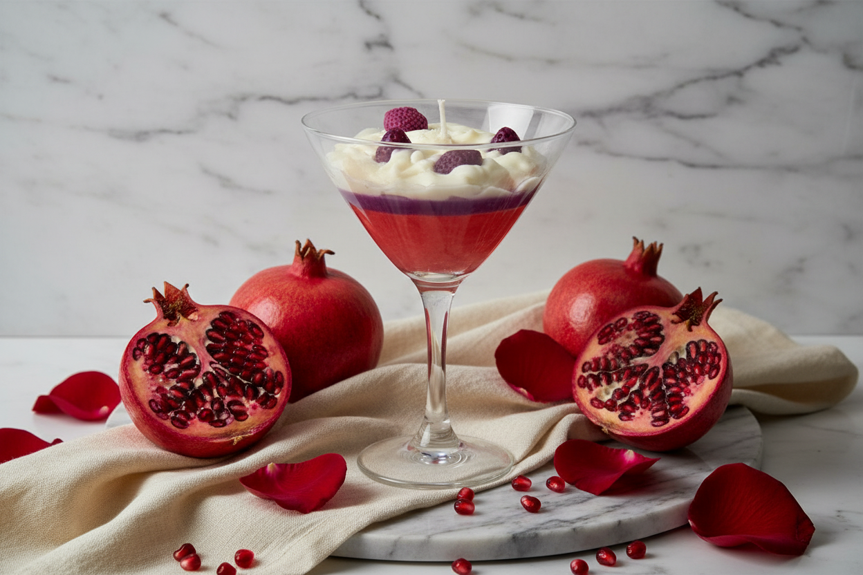Pomegranate Martini Glass Candle Lifestyle Scene